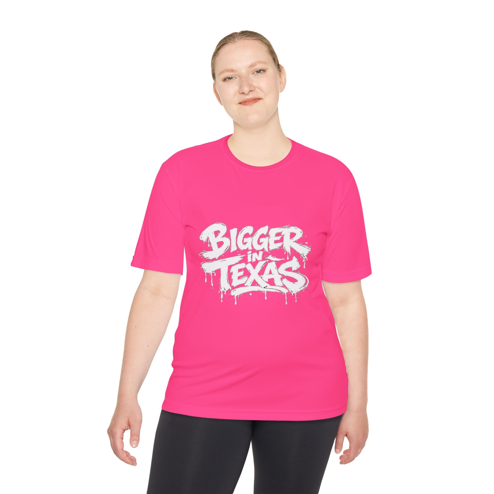 Bigger Texas Graphic Tee — Dripping Graffiti Style Moisture-Wicking Shirt