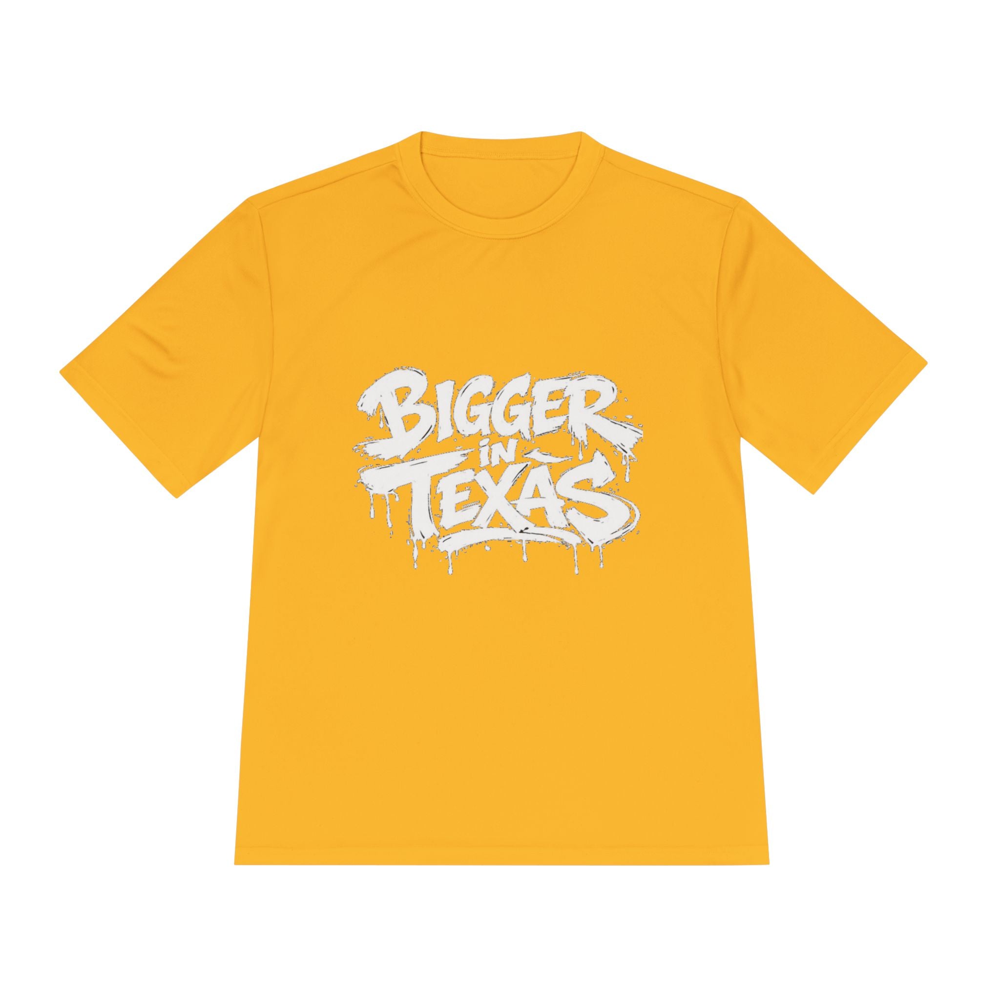 Bigger Texas Graphic Tee — Dripping Graffiti Style Moisture-Wicking Shirt