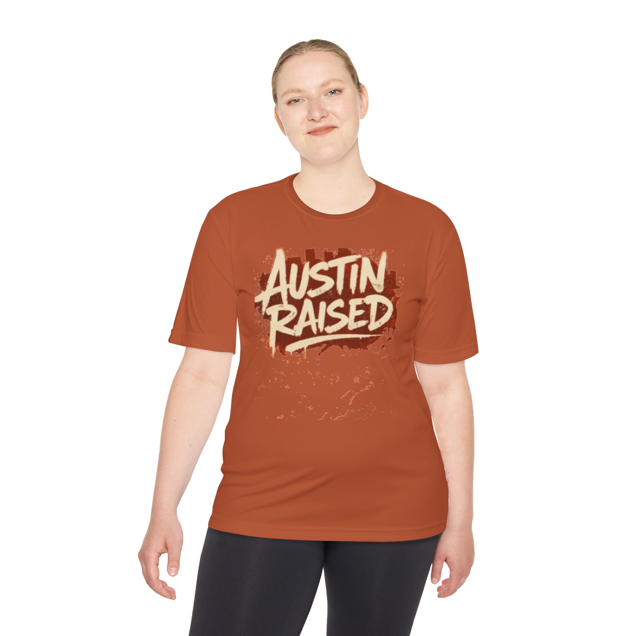 Austin Raised Moisture-Wicking Tee — Retro Graffiti Texas Pride Shirt