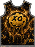 XO Melted Smile Graphic T-Shirt — Gold Black All-Over Print