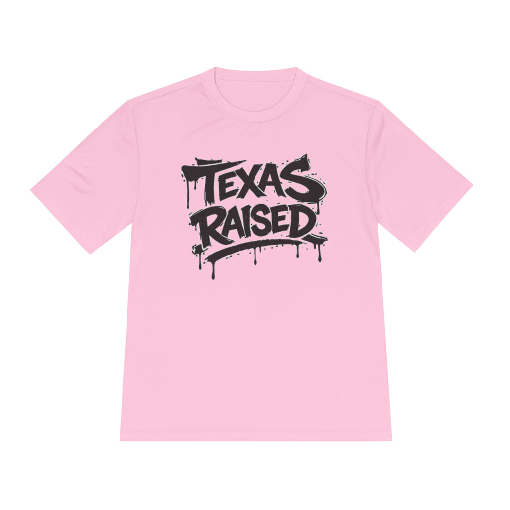 Texas Raised Moisture-Wicking Tee — Bold Graffiti State Pride Shirt
