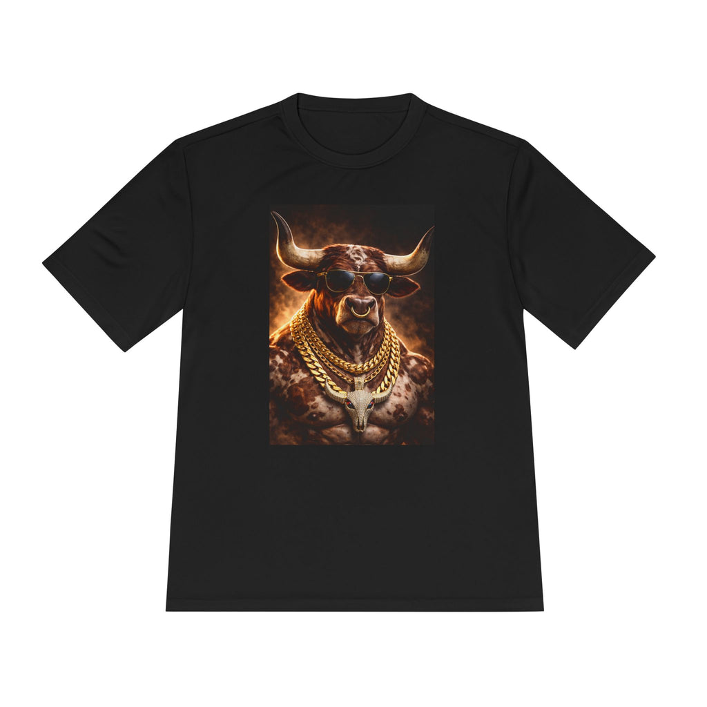 Bull King Graphic Tee — Gold Chain Bull Artwork Performance Shirt