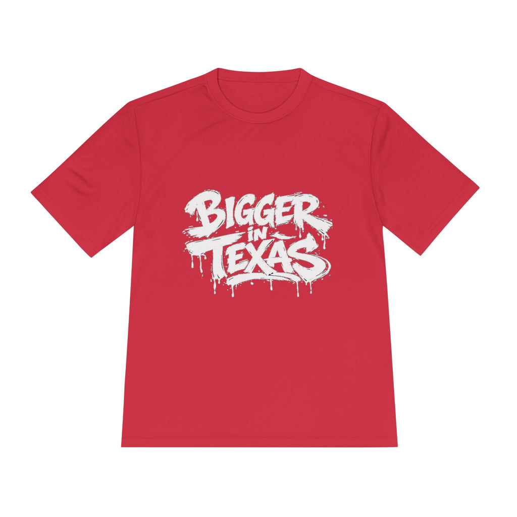 Bigger Texas Graphic Tee — Dripping Graffiti Style Moisture-Wicking Shirt