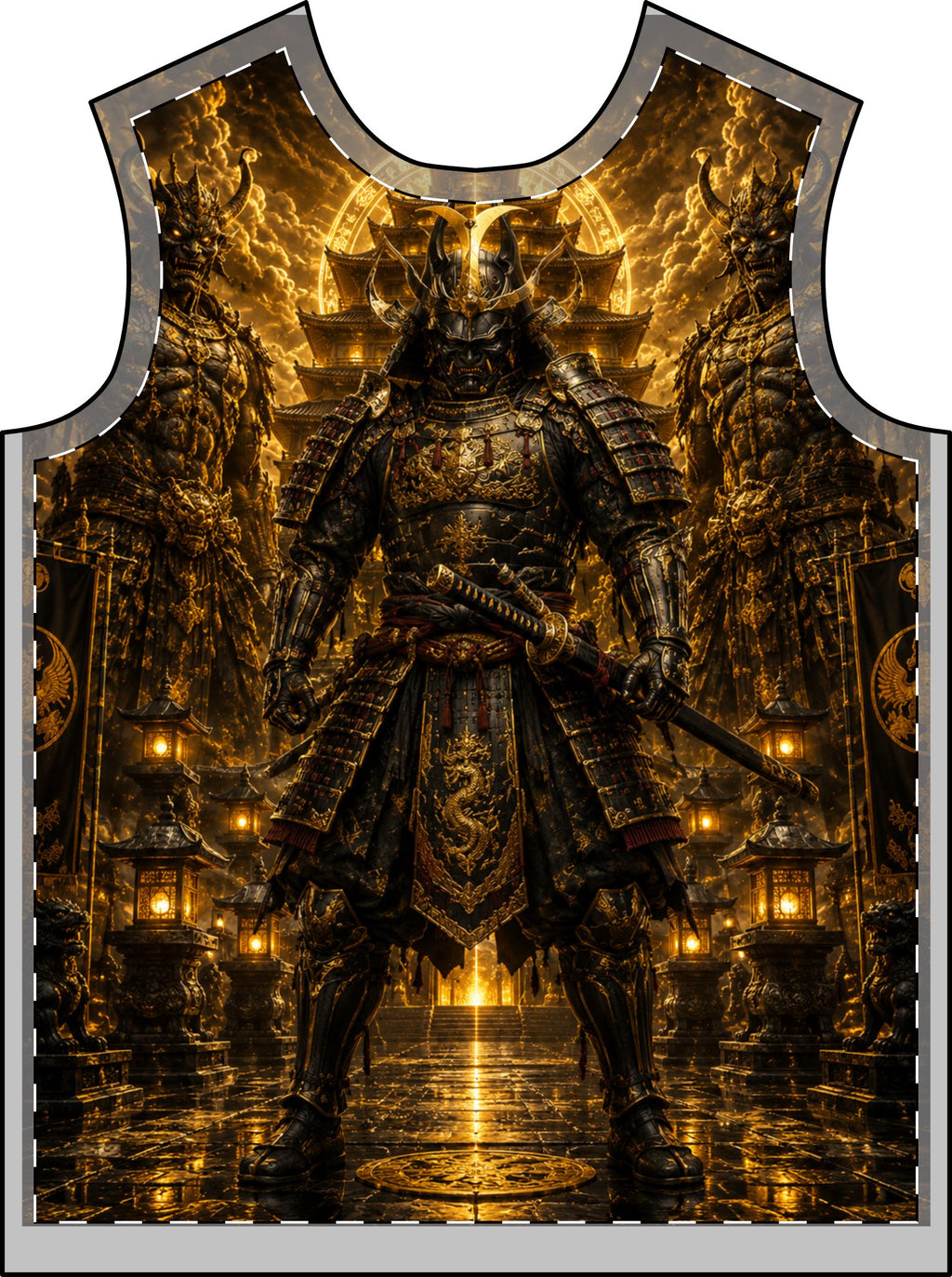 Samurai Armor Graphic Tee — Golden Warrior All-Over Print