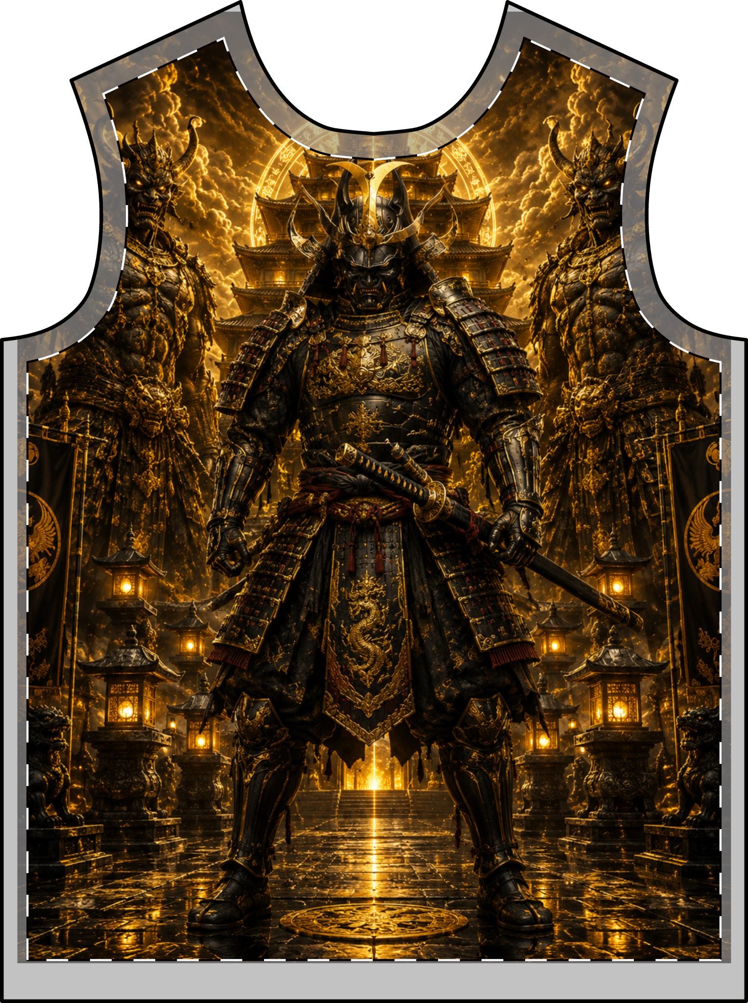 Samurai Armor Graphic Tee — Golden Warrior All-Over Print