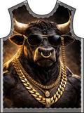Bull King T-Shirt — Gold Chain Bull Graphic Men's T-Shirt Top