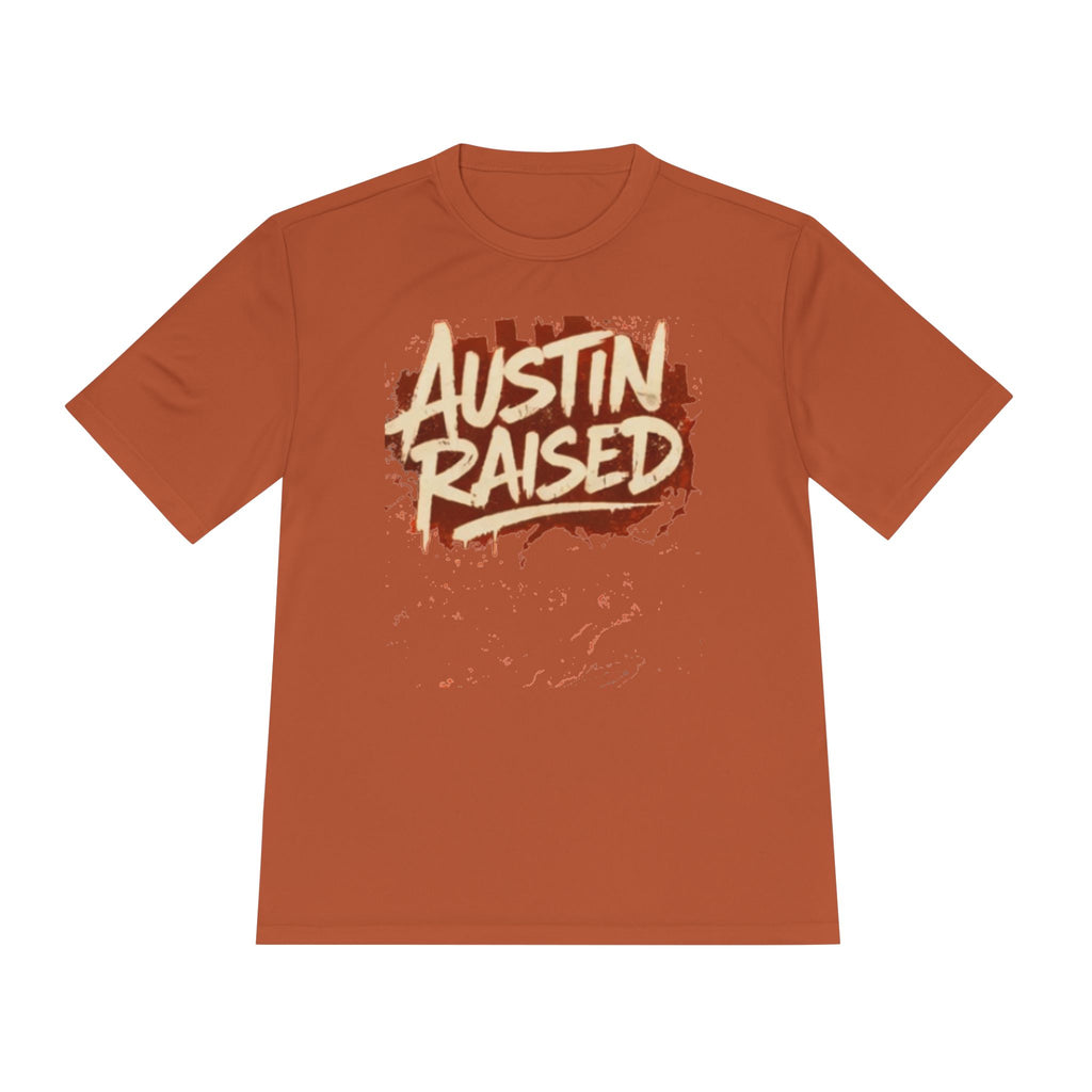 Austin Raised Moisture-Wicking Tee — Retro Graffiti Texas Pride Shirt
