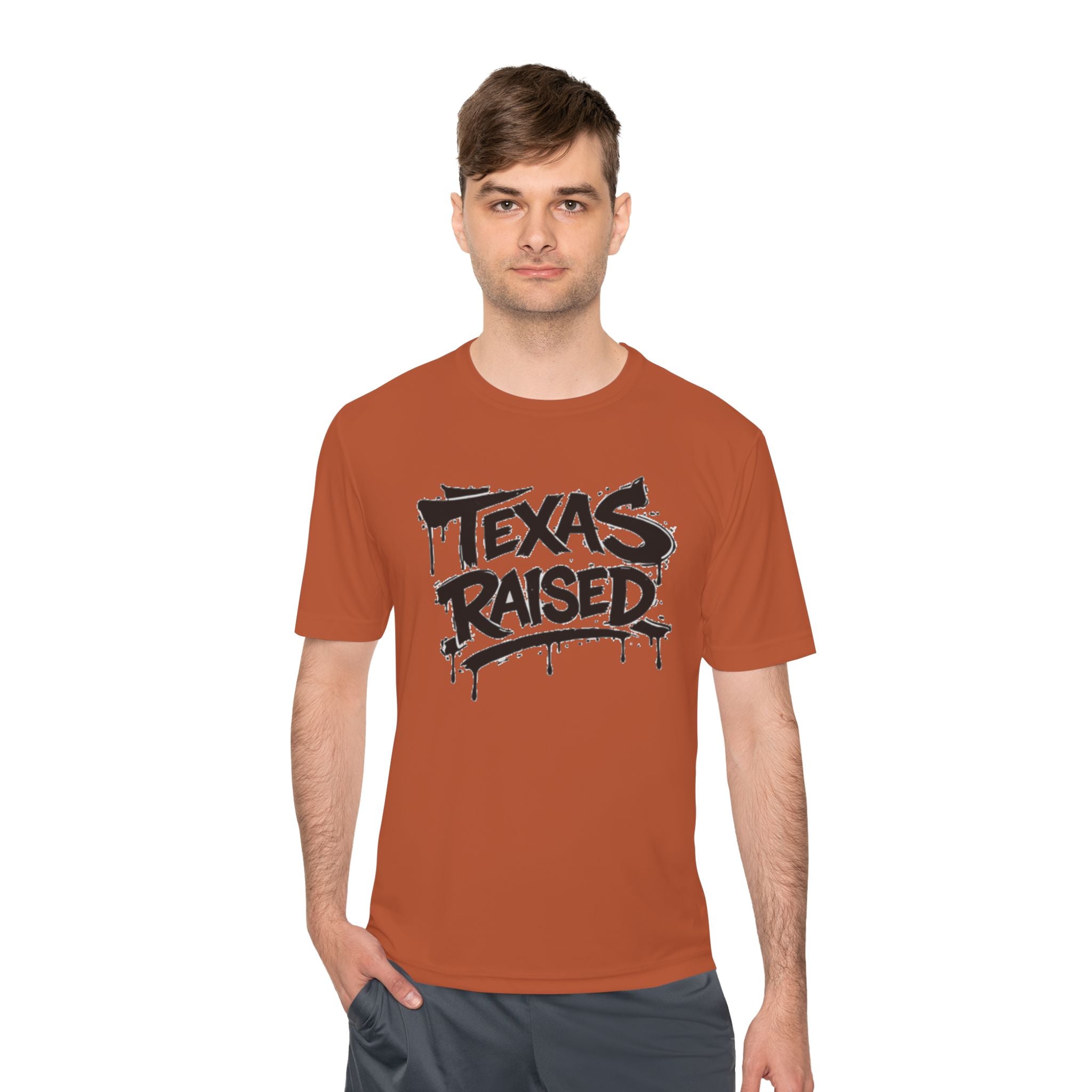 Texas Raised Moisture-Wicking Tee — Bold Graffiti State Pride Shirt
