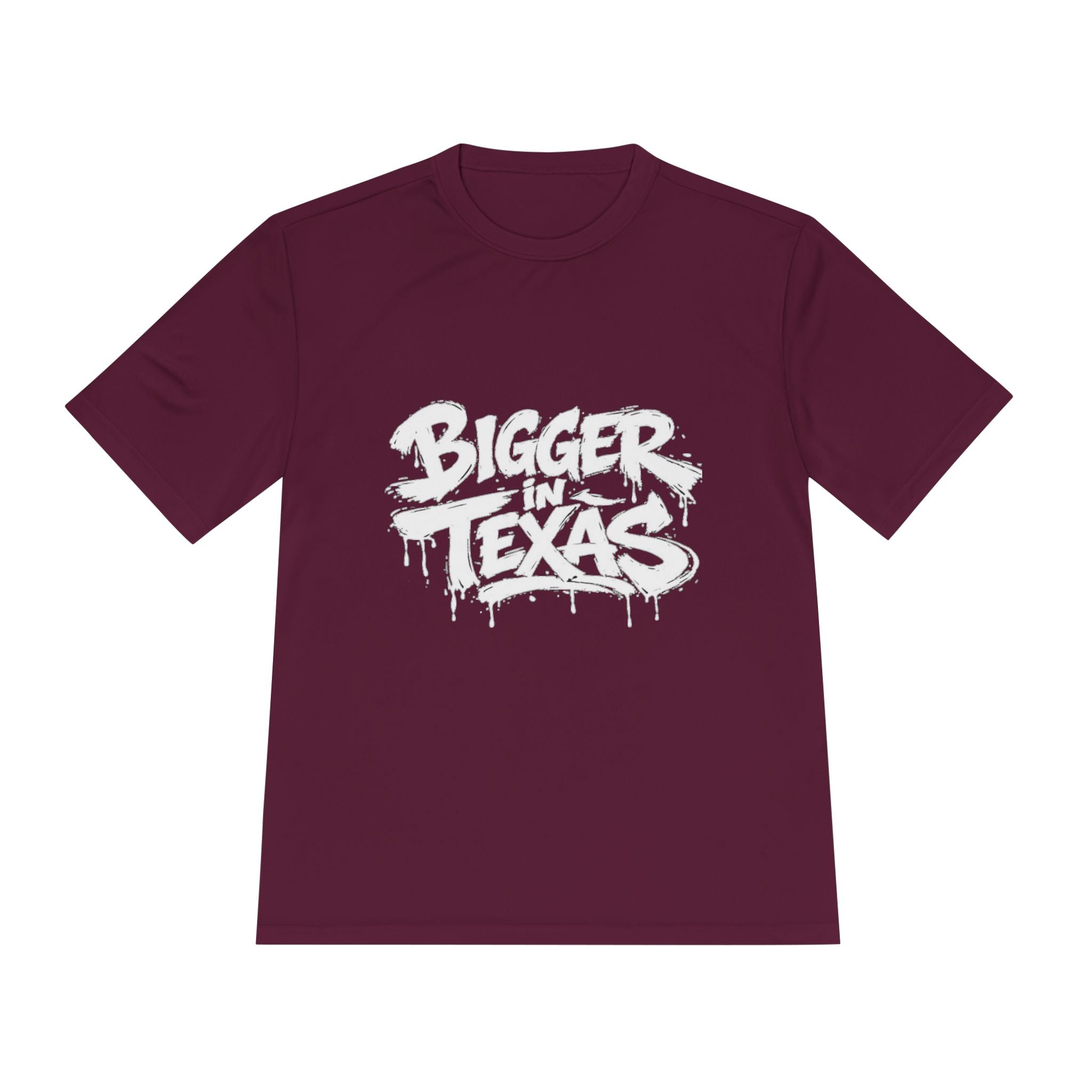 Bigger Texas Graphic Tee — Dripping Graffiti Style Moisture-Wicking Shirt