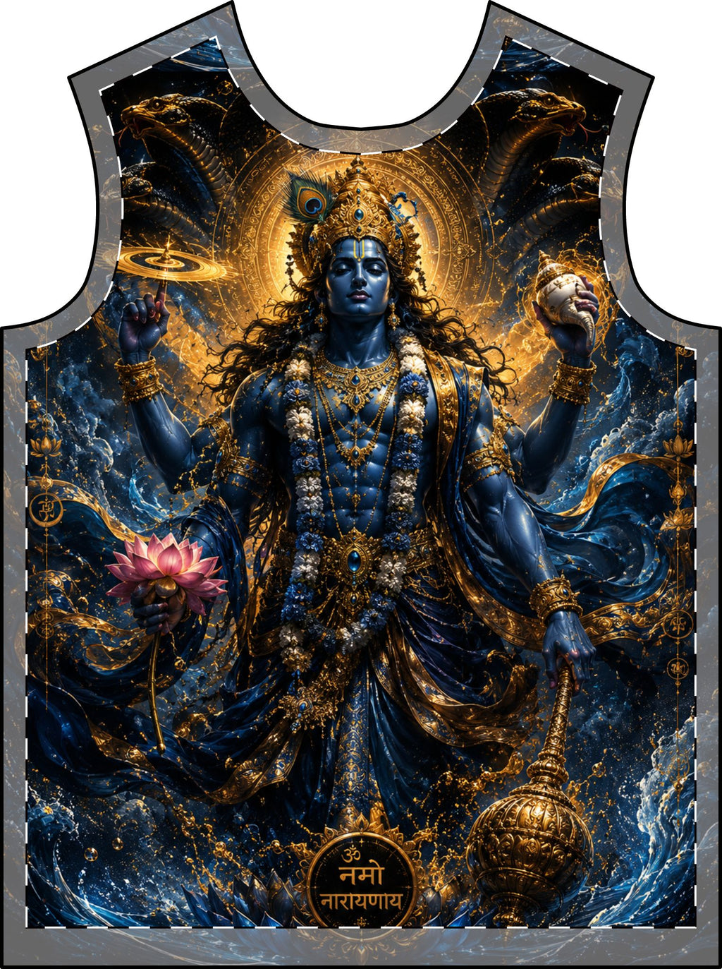 Divine Blue Vishnu Art for Devotional Wear All-Over Print T-Shirt