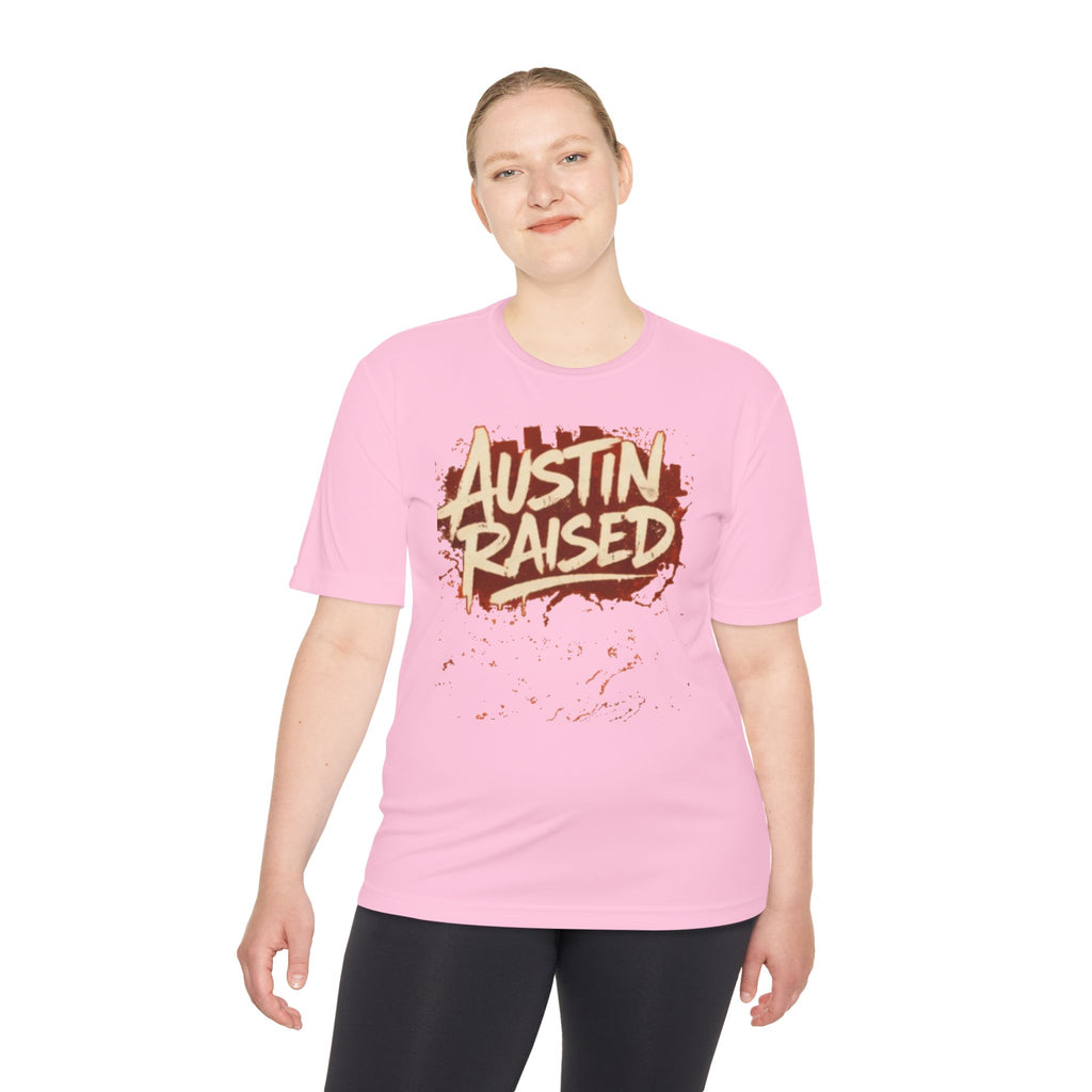 Austin Raised Moisture-Wicking Tee — Retro Graffiti Texas Pride Shirt