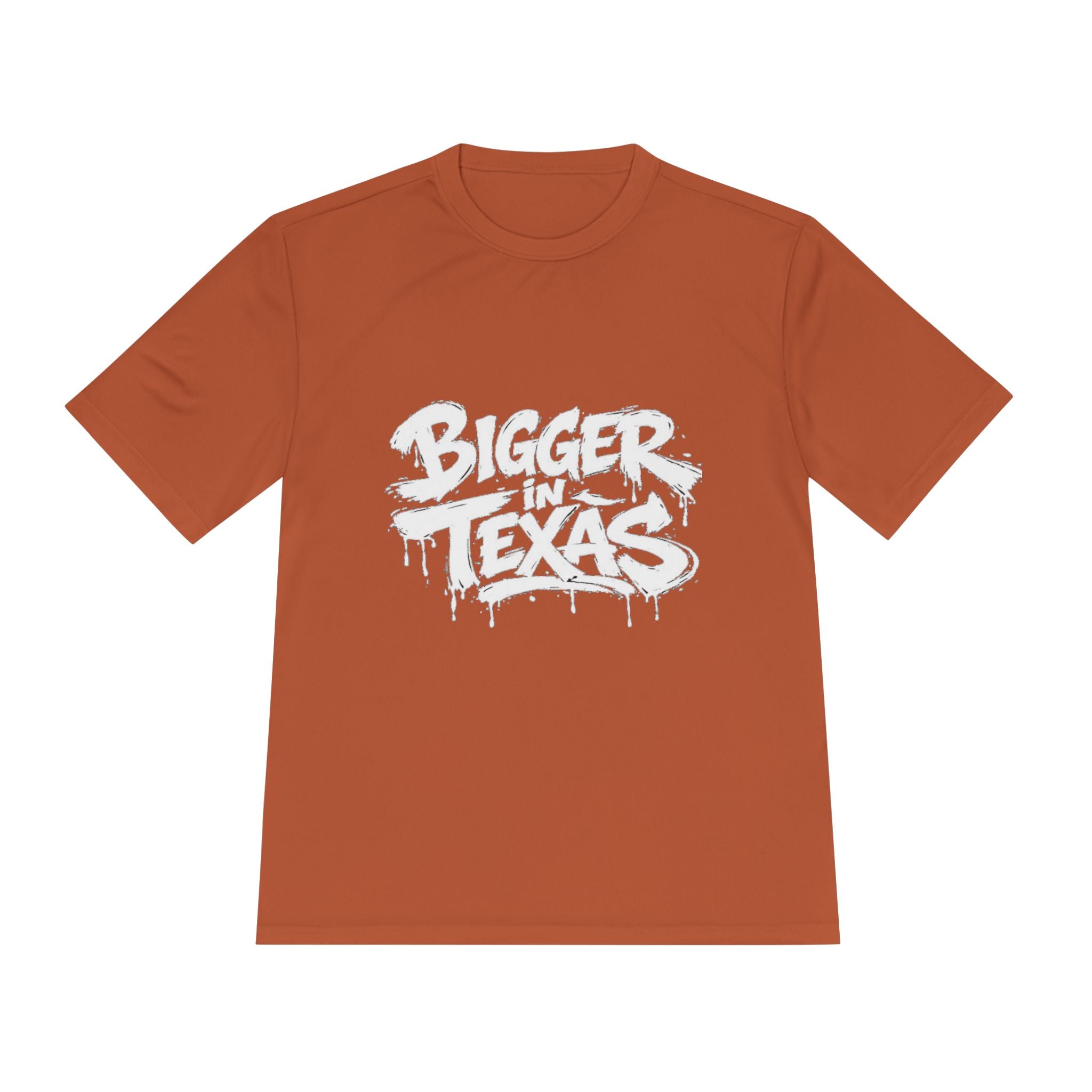 Bigger Texas Graphic Tee — Dripping Graffiti Style Moisture-Wicking Shirt