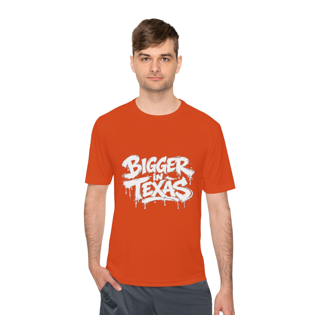 Bigger Texas Graphic Tee — Dripping Graffiti Style Moisture-Wicking Shirt