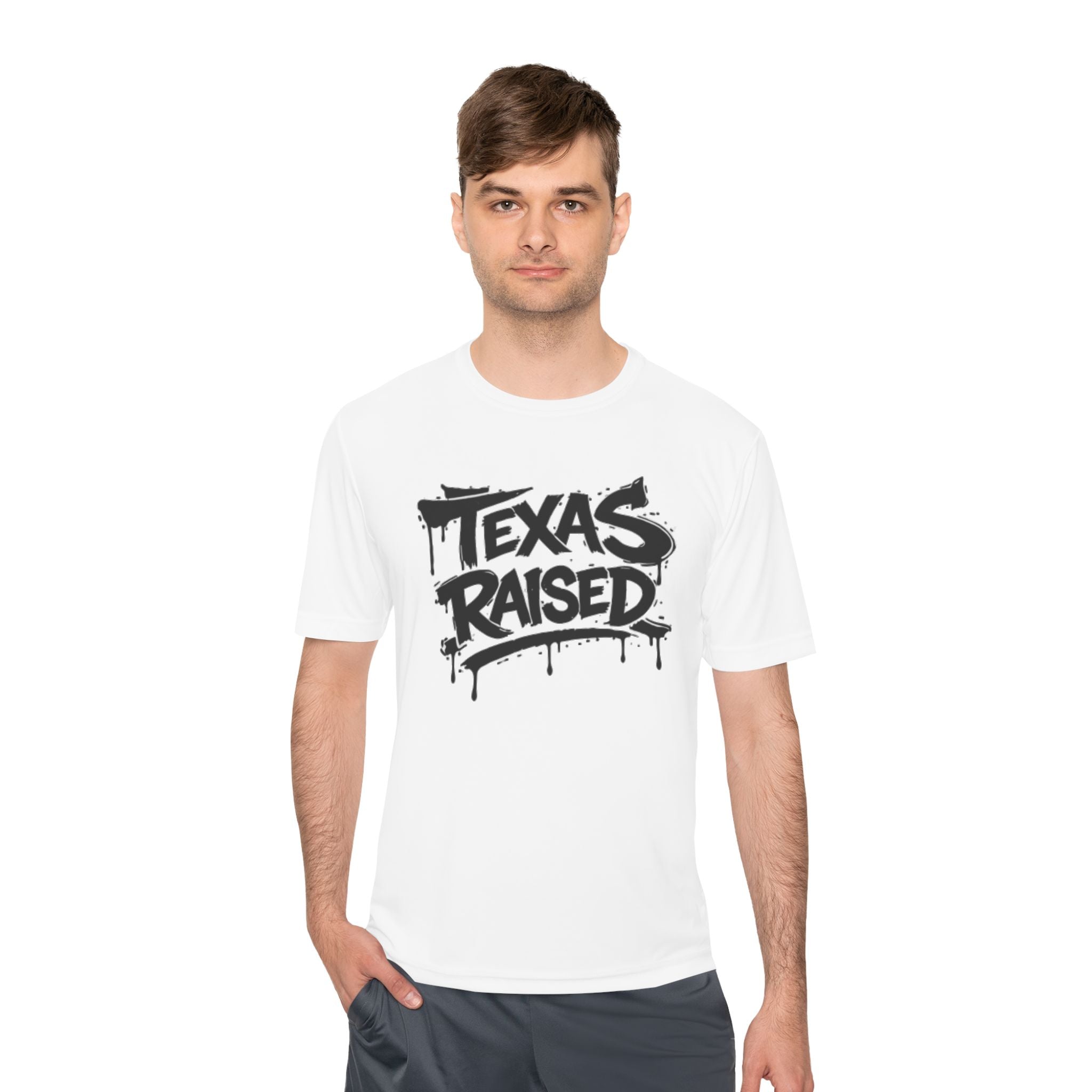 Texas Raised Moisture-Wicking Tee — Bold Graffiti State Pride Shirt