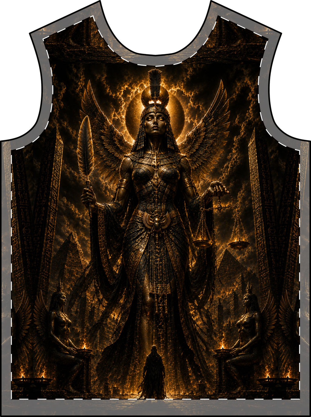 Egyptian Goddess Ma'at  Graphic T-Shirt – Golden  Statue All-Over Print