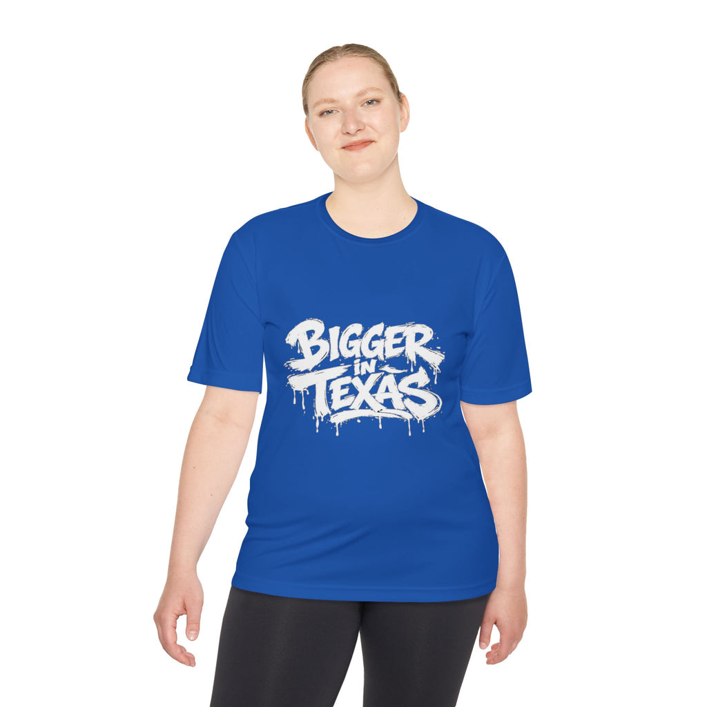 Bigger Texas Graphic Tee — Dripping Graffiti Style Moisture-Wicking Shirt