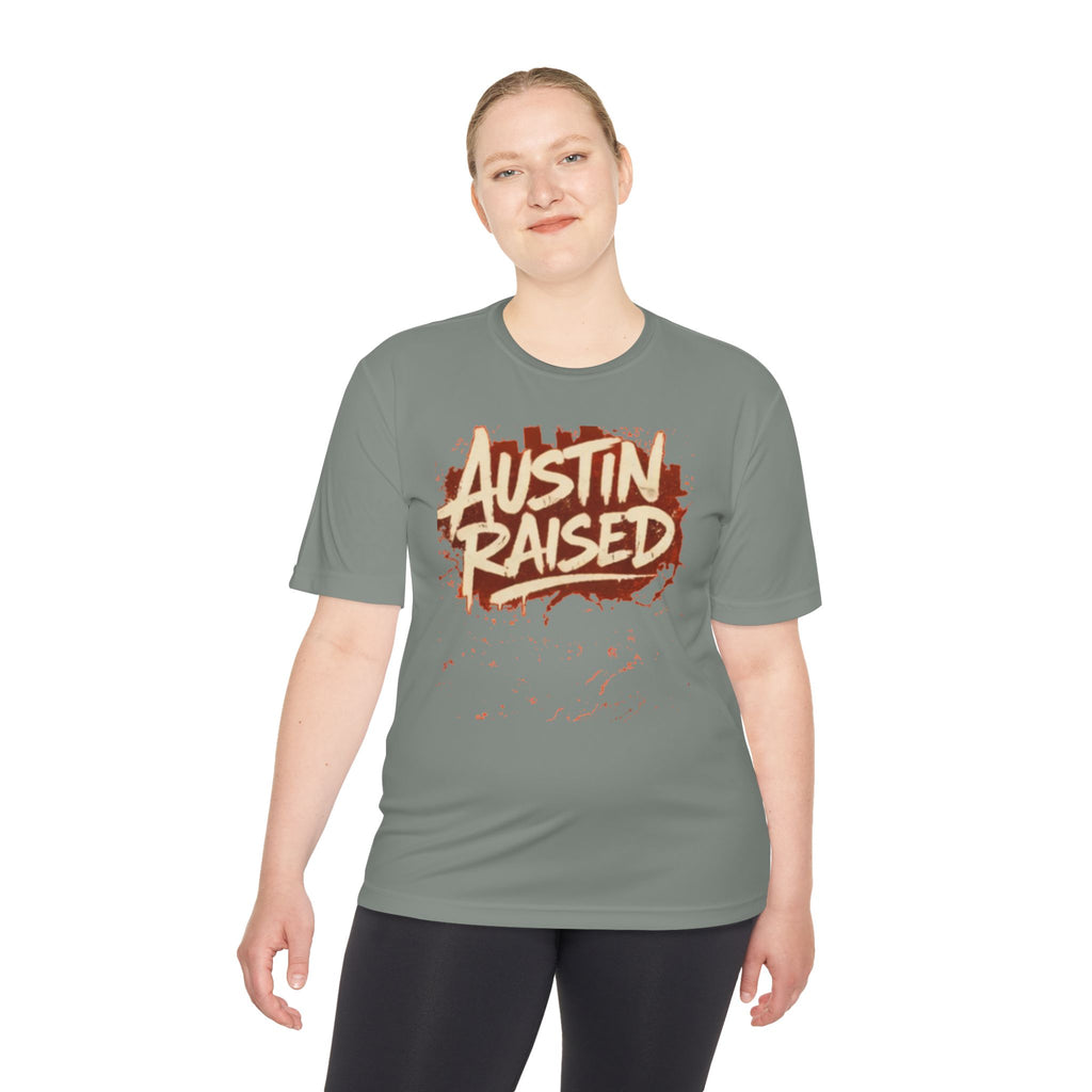 Austin Raised Moisture-Wicking Tee — Retro Graffiti Texas Pride Shirt