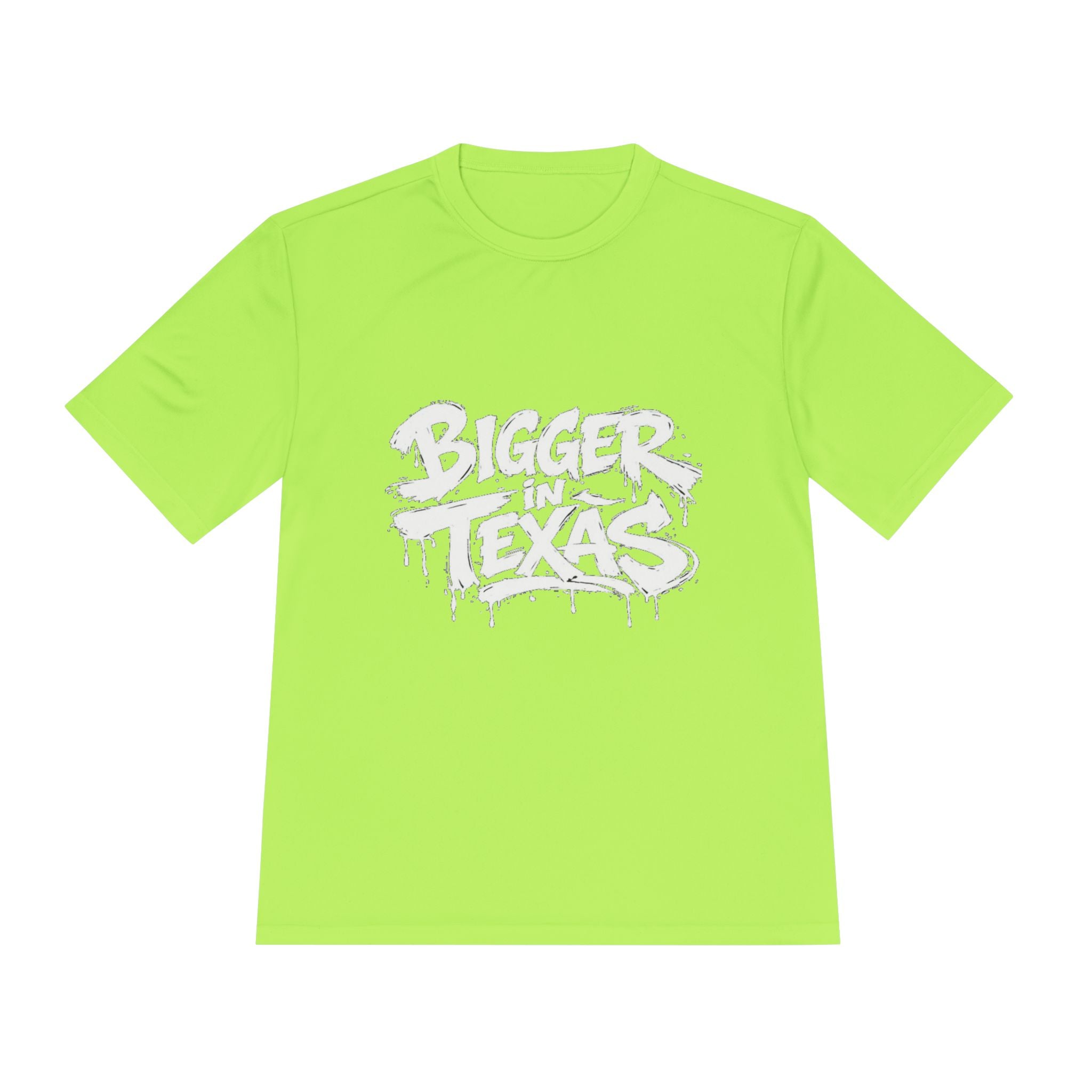 Bigger Texas Graphic Tee — Dripping Graffiti Style Moisture-Wicking Shirt