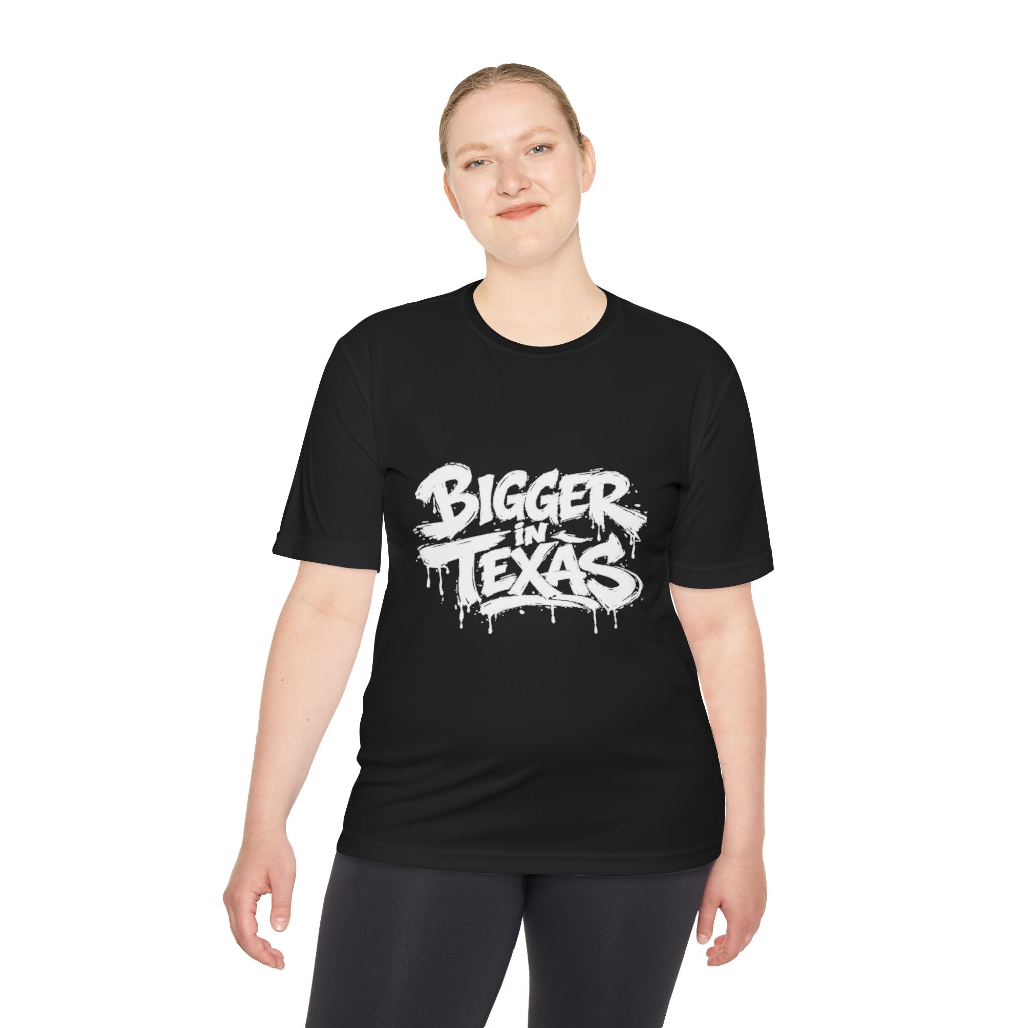 Bigger Texas Graphic Tee — Dripping Graffiti Style Moisture-Wicking Shirt